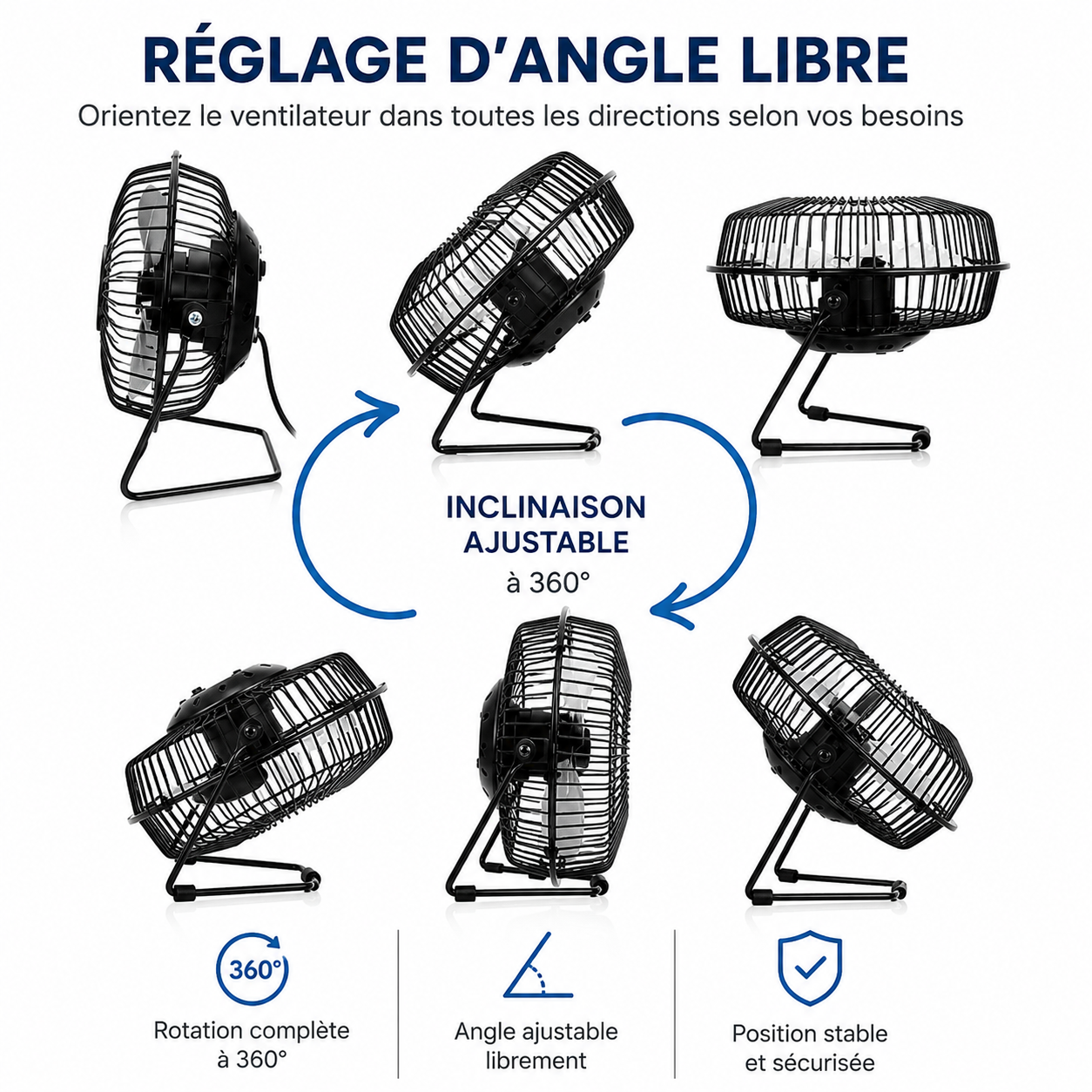 Mini ventilateur USB en métal 14,5 × 15 cm – Compact, puissant et silencieux