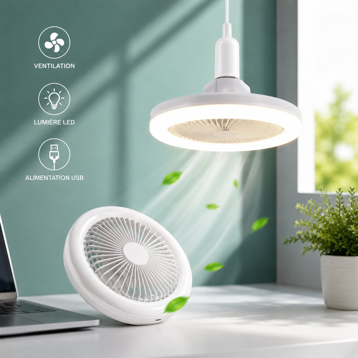 Ventilateur de plafond LED 3 en 1 avec télécommande – Éclairage, ventilation et confort au quotidien