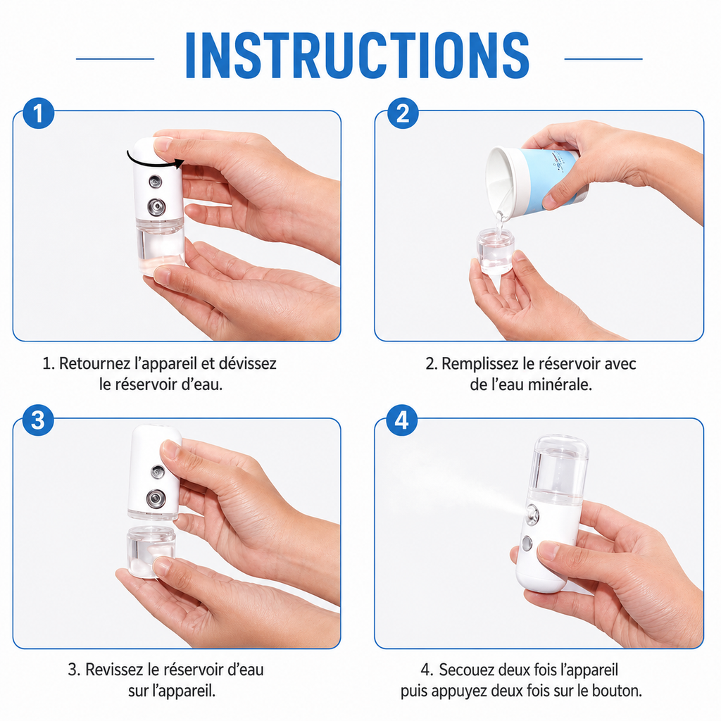 Brumisateur Visage Rafraîchissant Airzio – Nano Spray Rechargeable USB