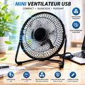 Mini ventilateur USB en métal 14,5 × 15 cm – Compact, puissant et silencieux